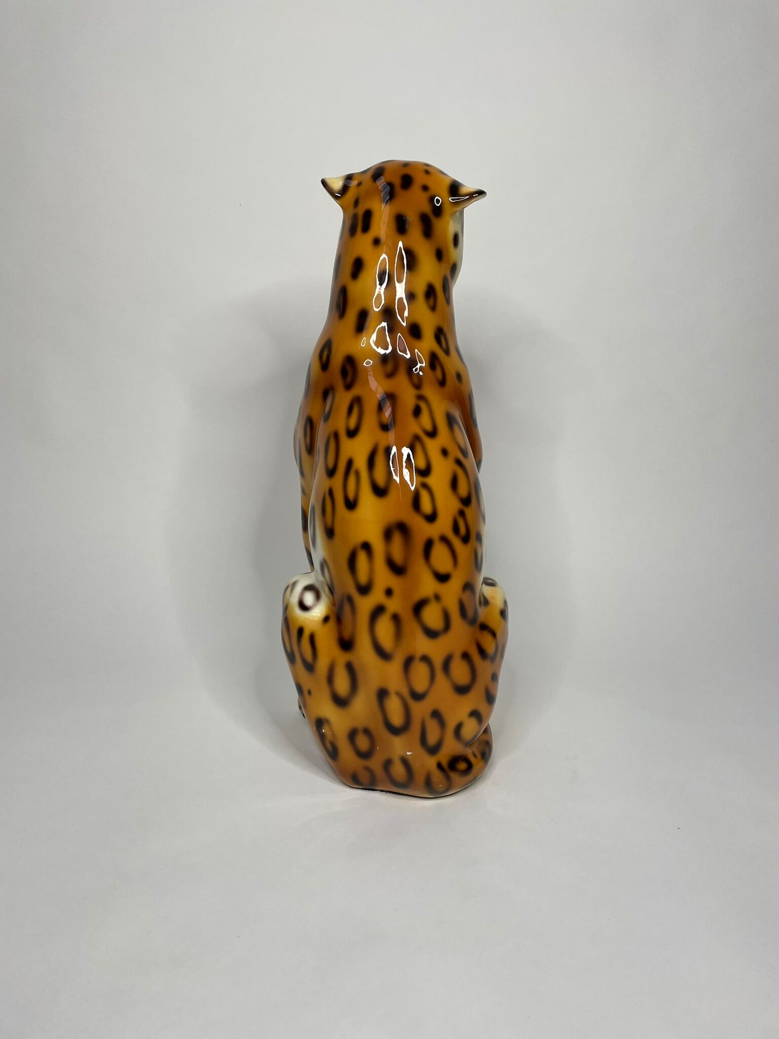 Leopard in Italian ceramic enamelled painting year 70