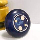 Set of Three Postmodern Blue and Yellow Glazed Vase and Bottles by Parravicini