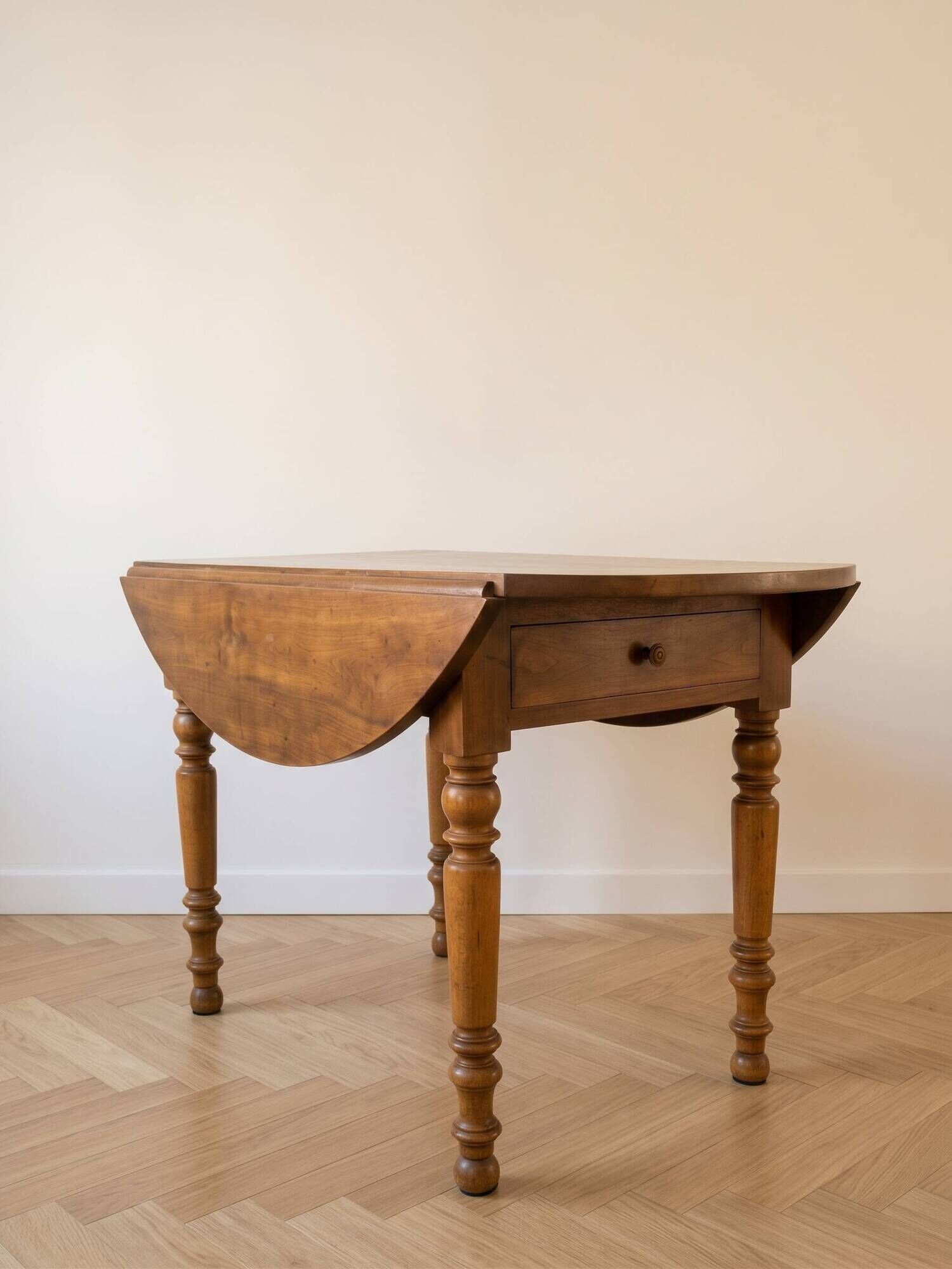 Antique solid wood drop-leaf table