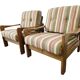 Set of 2 vintage wooden armchairs / chairs / seats