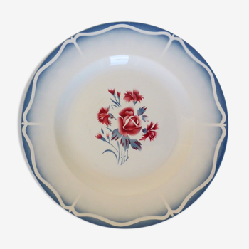 Vintage round dish by Digoin Sarreguemines model Nina Rosa in porcelain