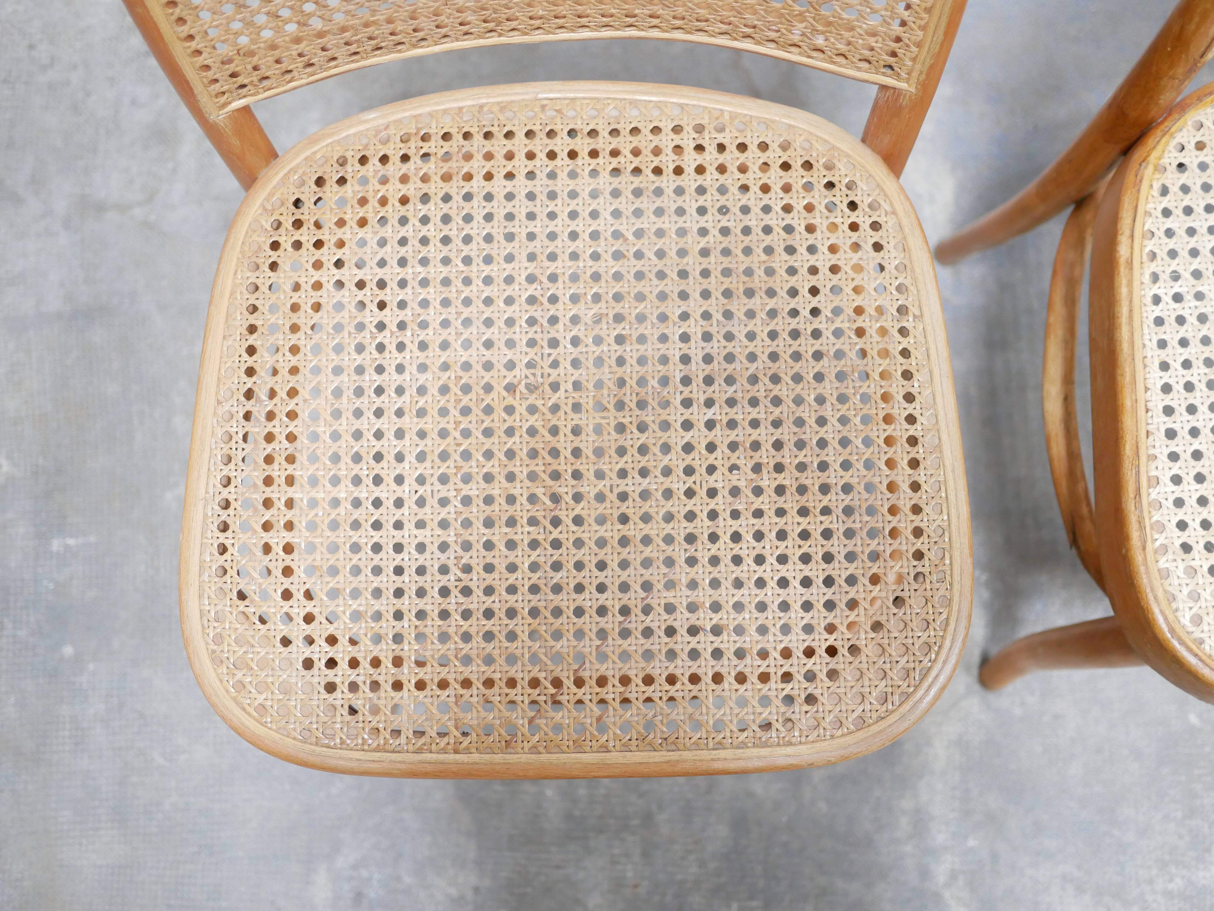 Chaise cannée vintage par J. Hoffmann, éditions Thonet