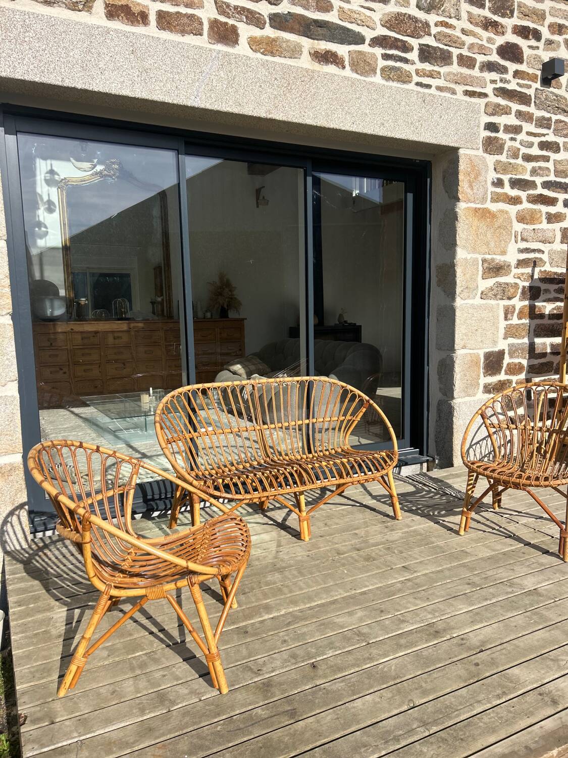 Rattan bench from the 60s