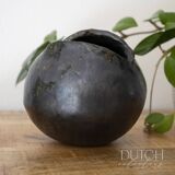 Ceramic Black Orb, Vintage Studio Pottery Art Piece, 1960/1970 Design