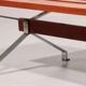 Italian teak and steel elegance bench from the 1960s