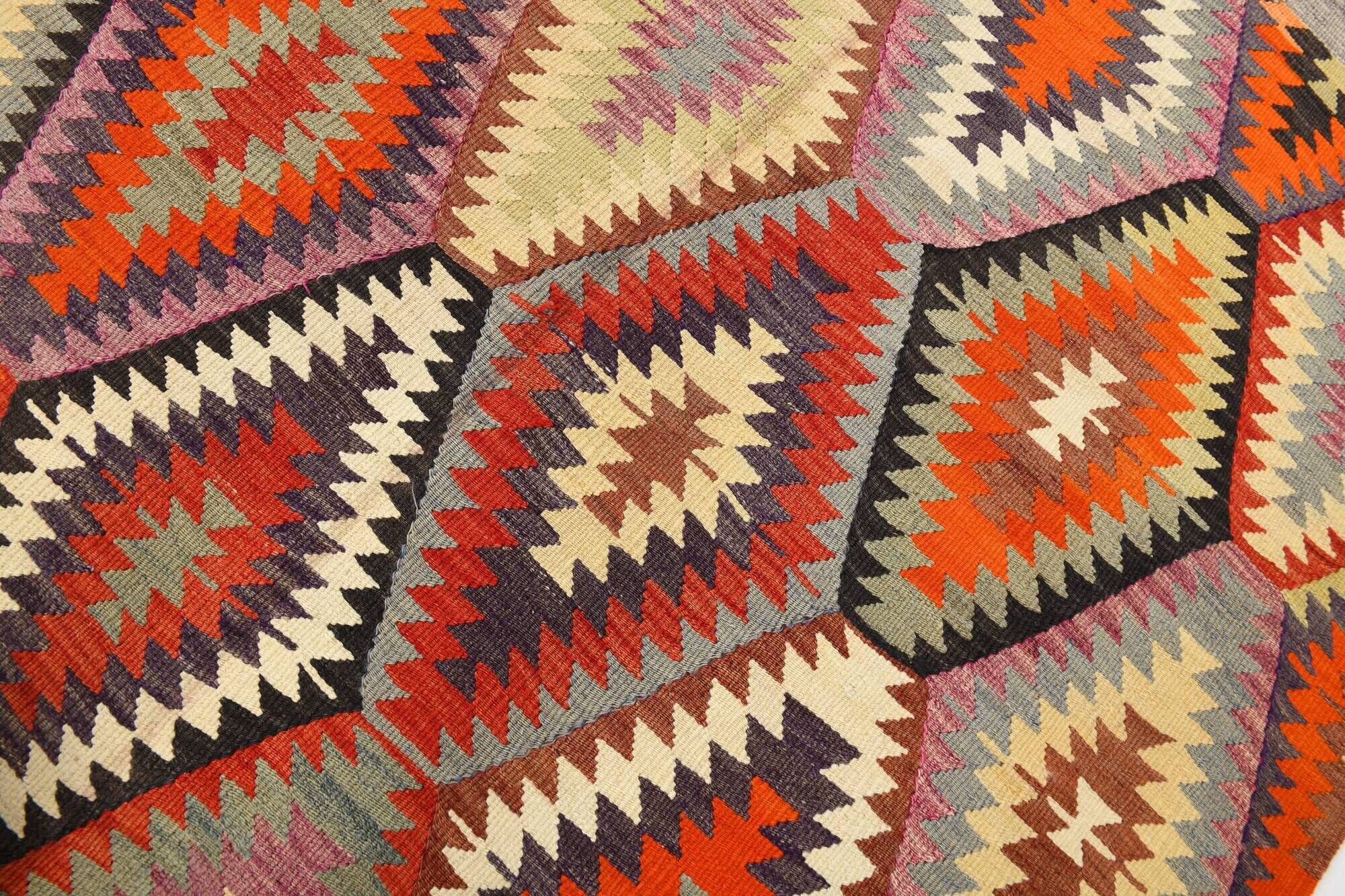 6x8 Multicolor Geometric Style Anatolian Vintage Rug, 164x233Cm