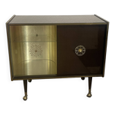 Wood and brass bar cabinet, 1950s.