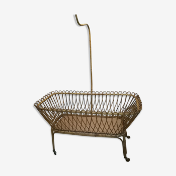 Vintage rattan cot with mattress