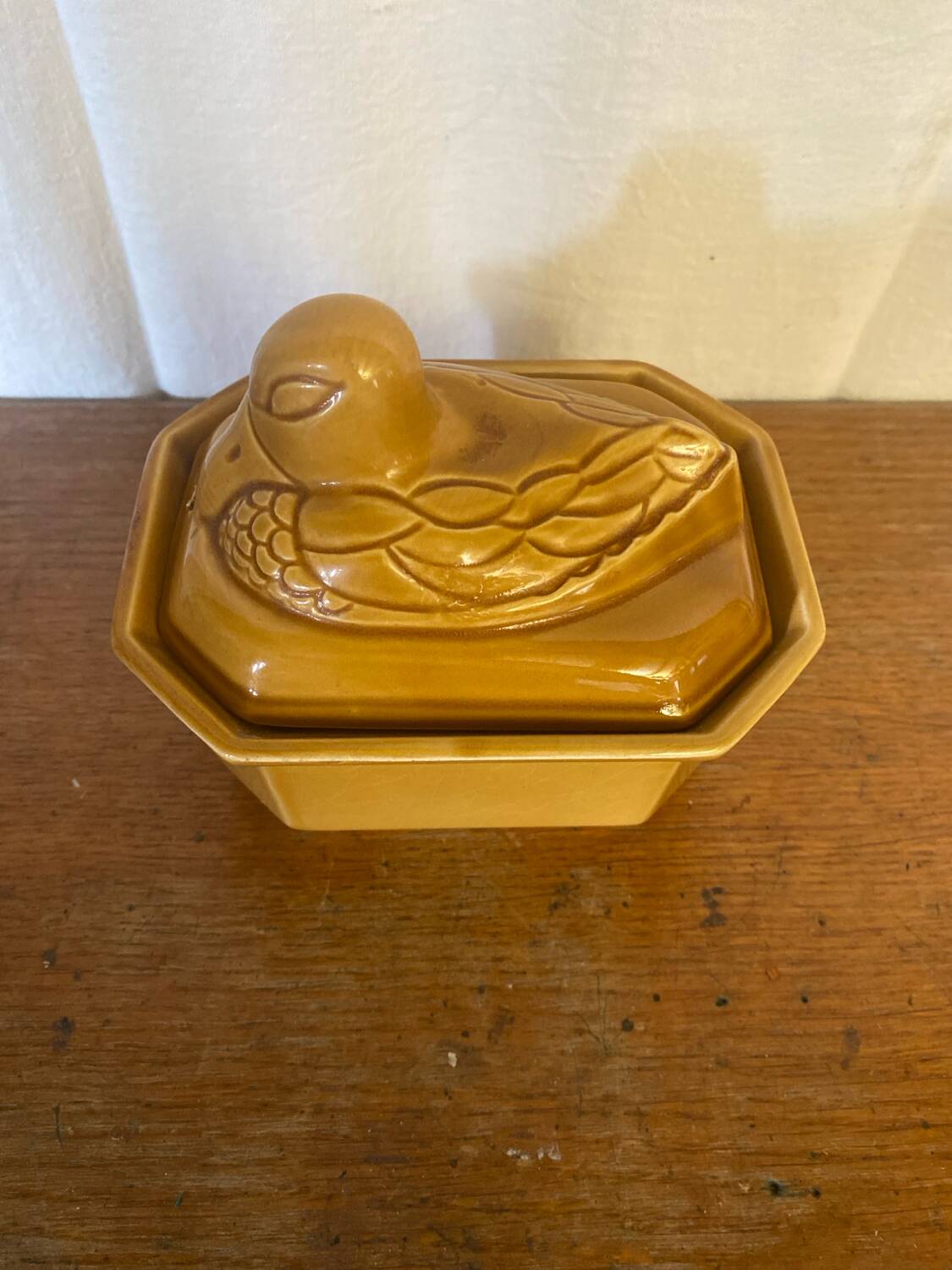 Terrine ancienne staub forme canard céramique beige france vintage