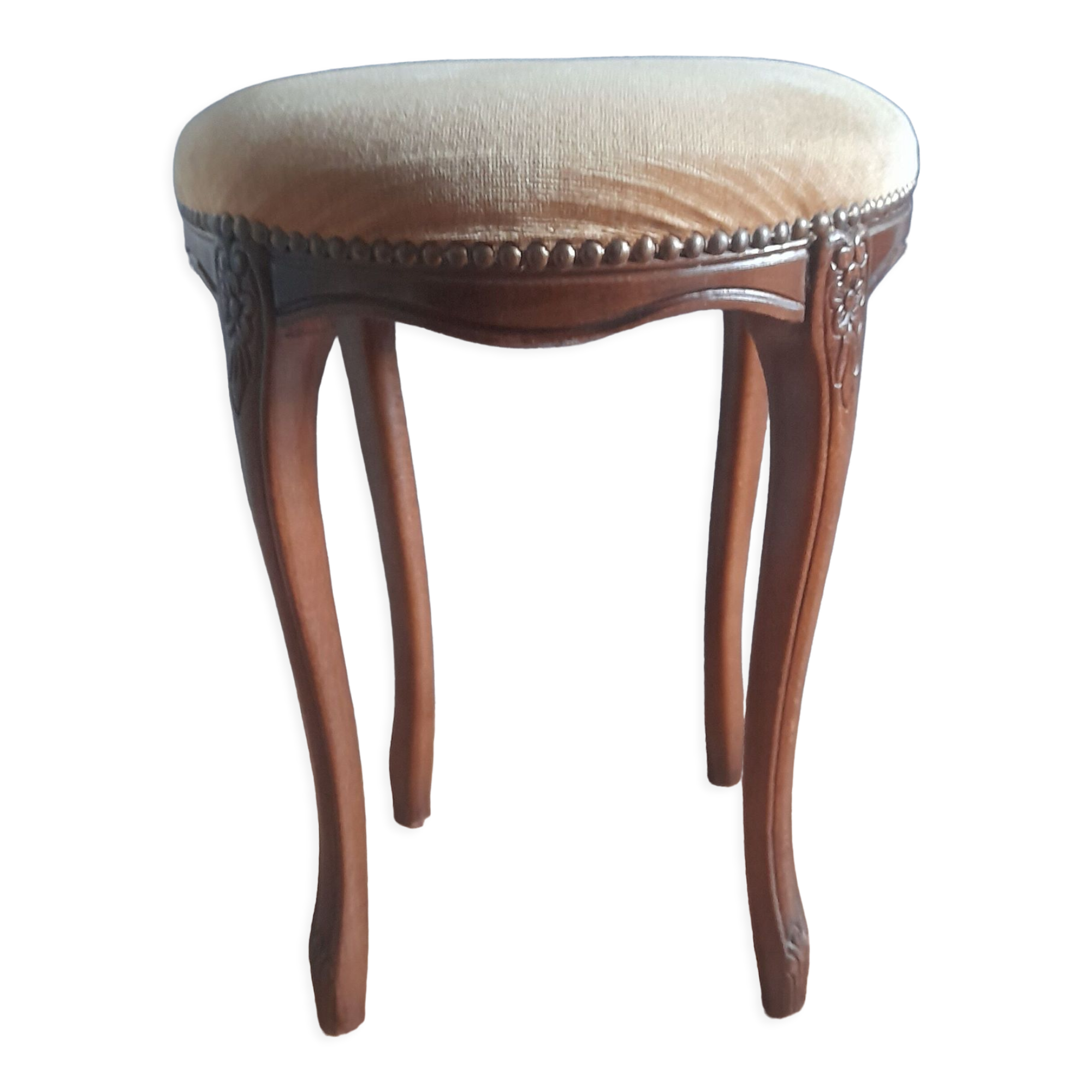 Piano stool / dressing table, Louis XV style, arched base seat velvet