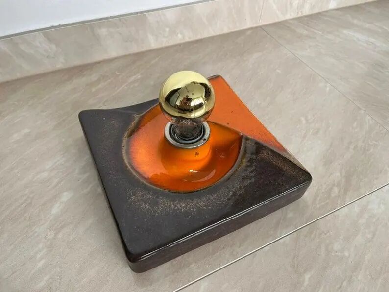 Pair of Midcentury Wall Lamp or Ceiling Flush Mount PAN, Ceramic, Germany, 1970s