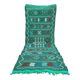 Handwoven green Moroccan hallway rug with geometric patterns.
