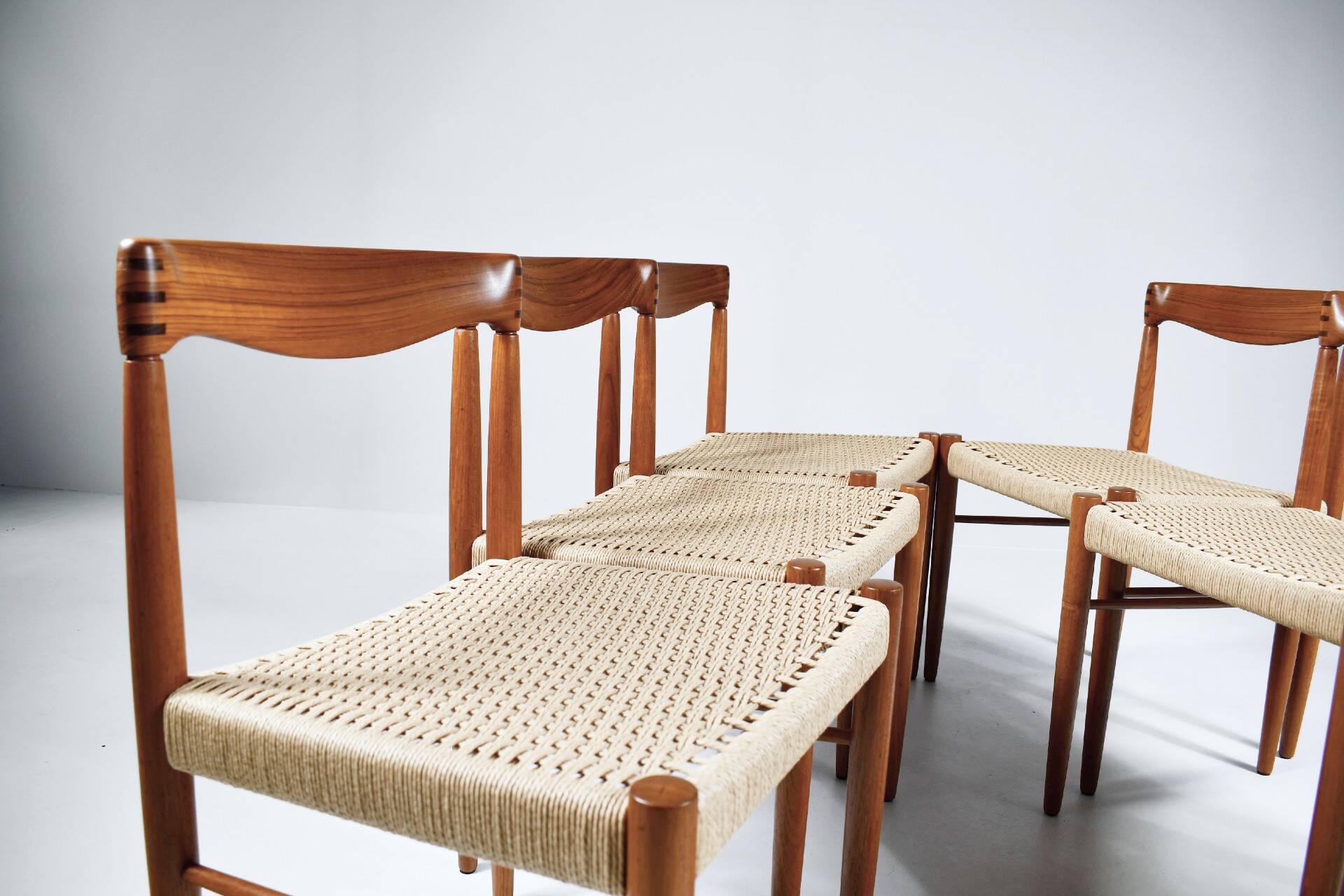 6 wood and rope chairs by Henry Klein for Bramin, 1960s