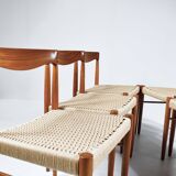 6 wood and rope chairs by Henry Klein for Bramin, 1960s