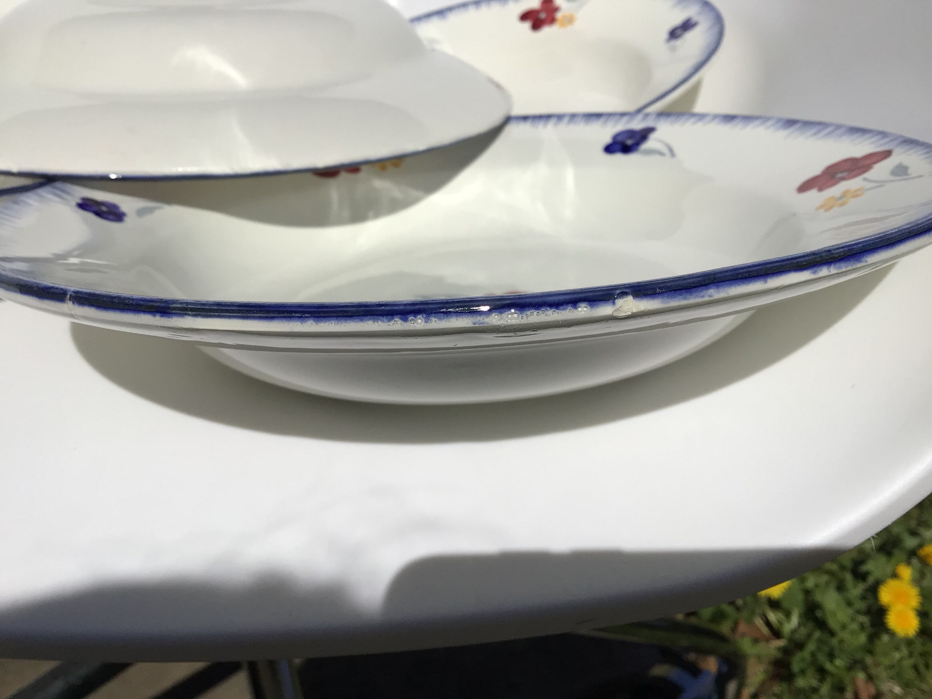 5 mary lou digoin blue edge hollow plates