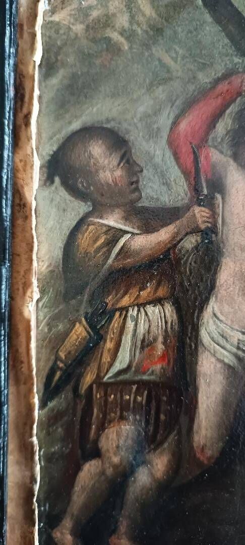 Antique painting on copper - 18th century - Martyrdom of Saint Bartholomew