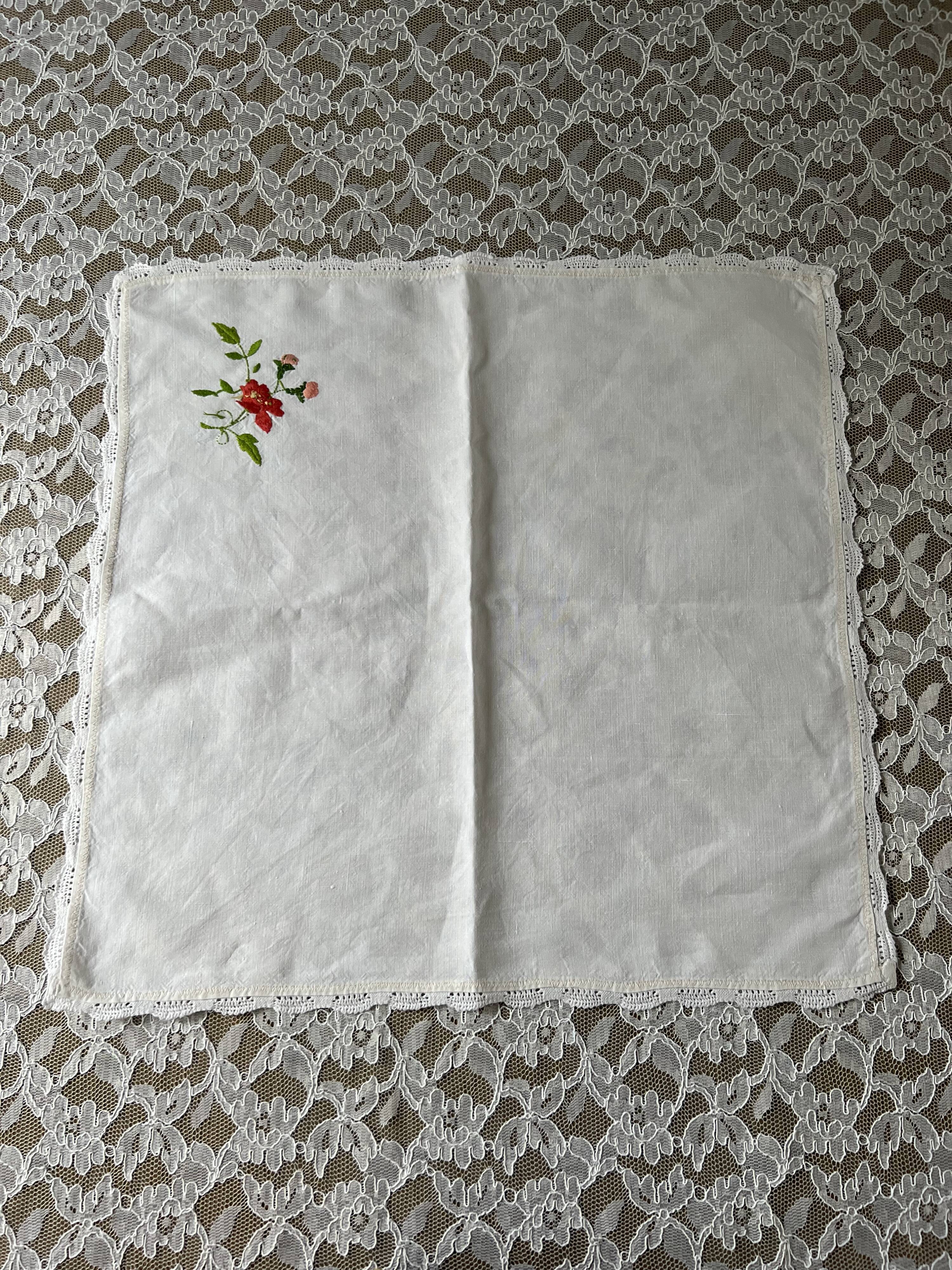 7 antique and embroidered napkins