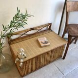 Vintage rattan and bamboo toy chest