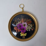 Curved glass frame vintage dried flowers