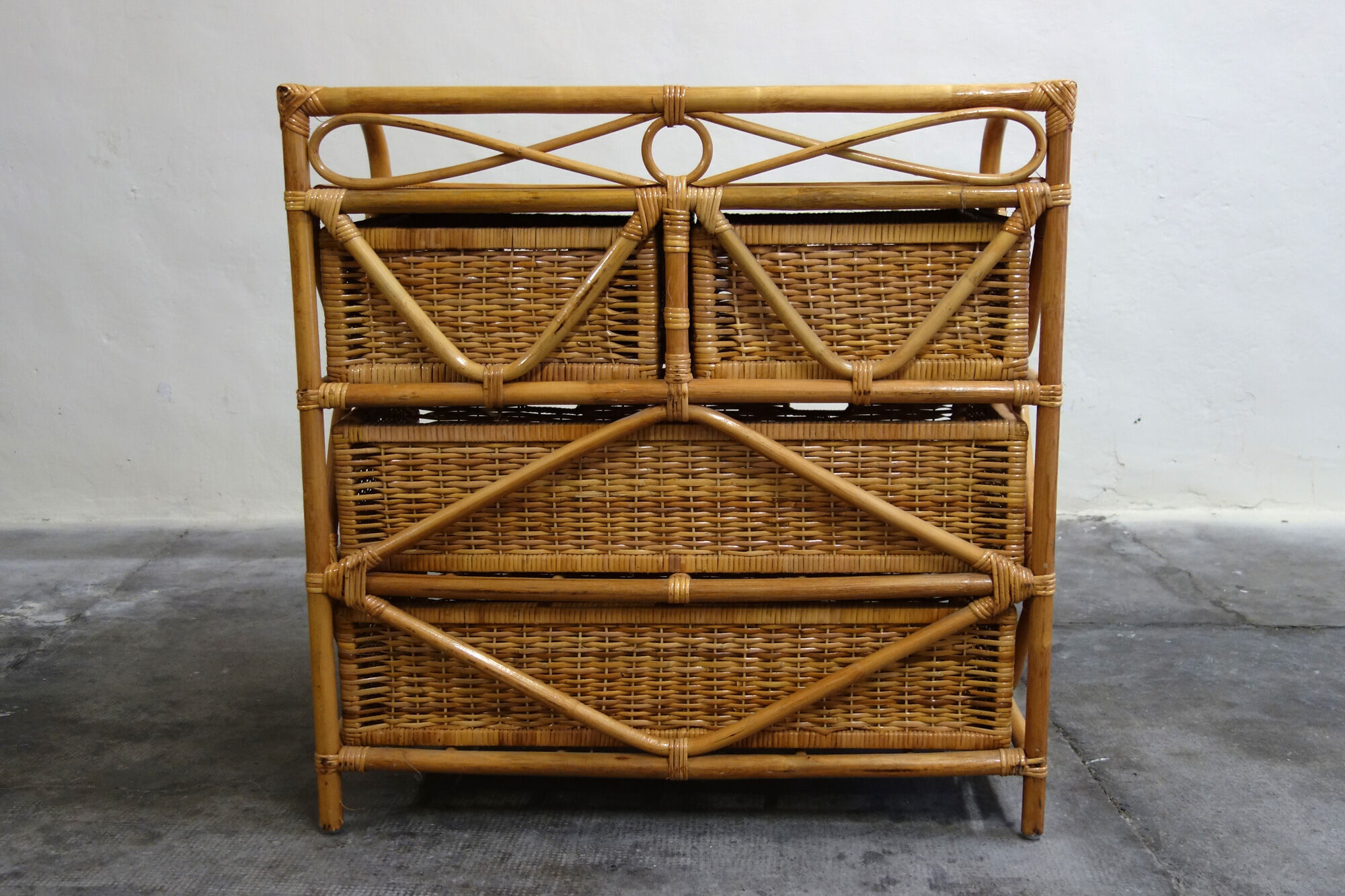 Rattan and bamboo chest of drawers 70s