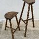 Set of 2 tripod stools with turned legs, vintage plant holder, 1960s