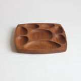 Scandinavian teak wooden tray with compartiments, 1970