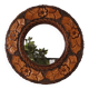 Round vintage carved wooden mirror