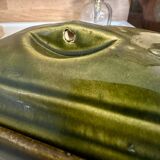 Vintage green majolica butter dish