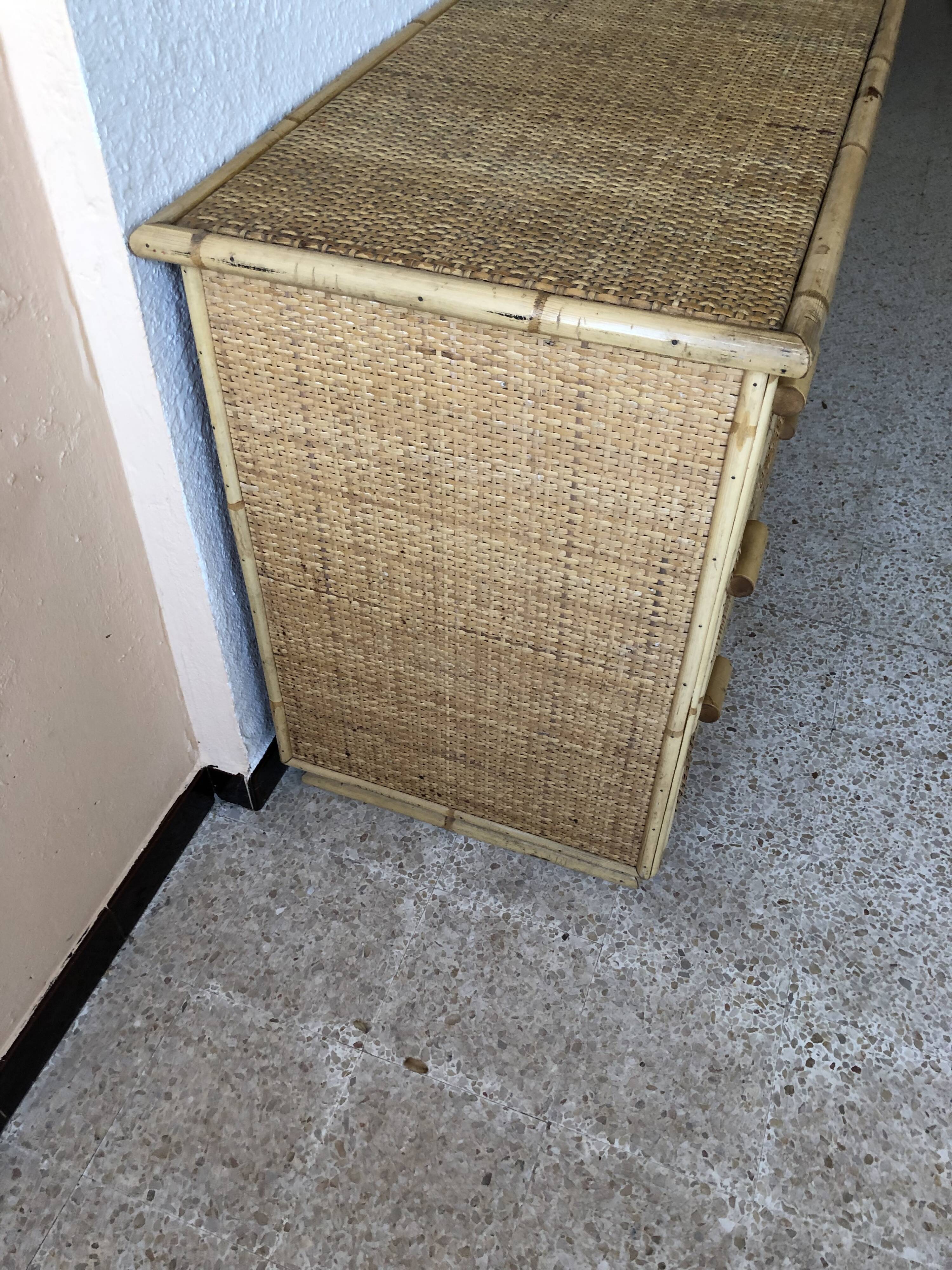 Vintage rattan chest of drawers