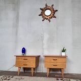 Pair of bedside tables end of vintage sofa