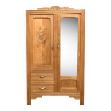 Parisian art deco hotel wardrobe in solid raw oak 1930
