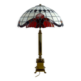 Important Tiffany-style lamp, bronze and stained glass – 20th century