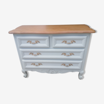 Louis xv chest of drawers white edelweiss and raw wood
