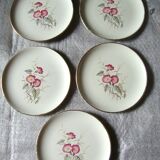 5 Gien dessert plates with "Bindweed" decoration