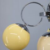 Chandelier en chrome et en verre champagne Art Déco, Tchécoslovaquie, années 1930