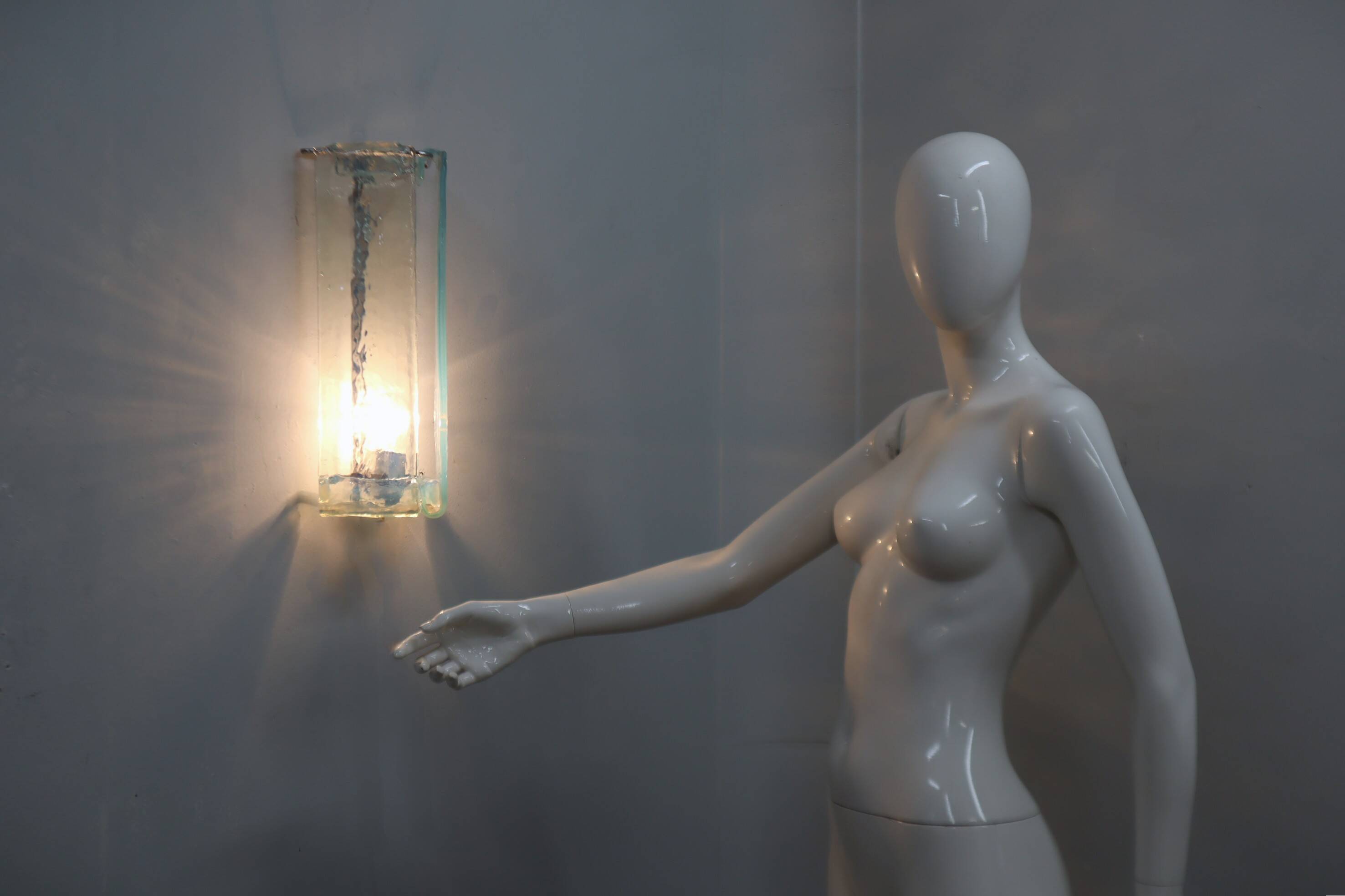 Set of 3 Murano wall sconces by Carlo Nason for Mazzega, 1970s