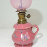kerosene lamp faience /signed EF/vintage