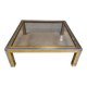 Table basse vintage en chrome et laiton dans le style de Romeo Rega, années 1970.