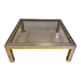 Vintage chrome and brass coffee table in the manner of Romeo Rega, 1970s