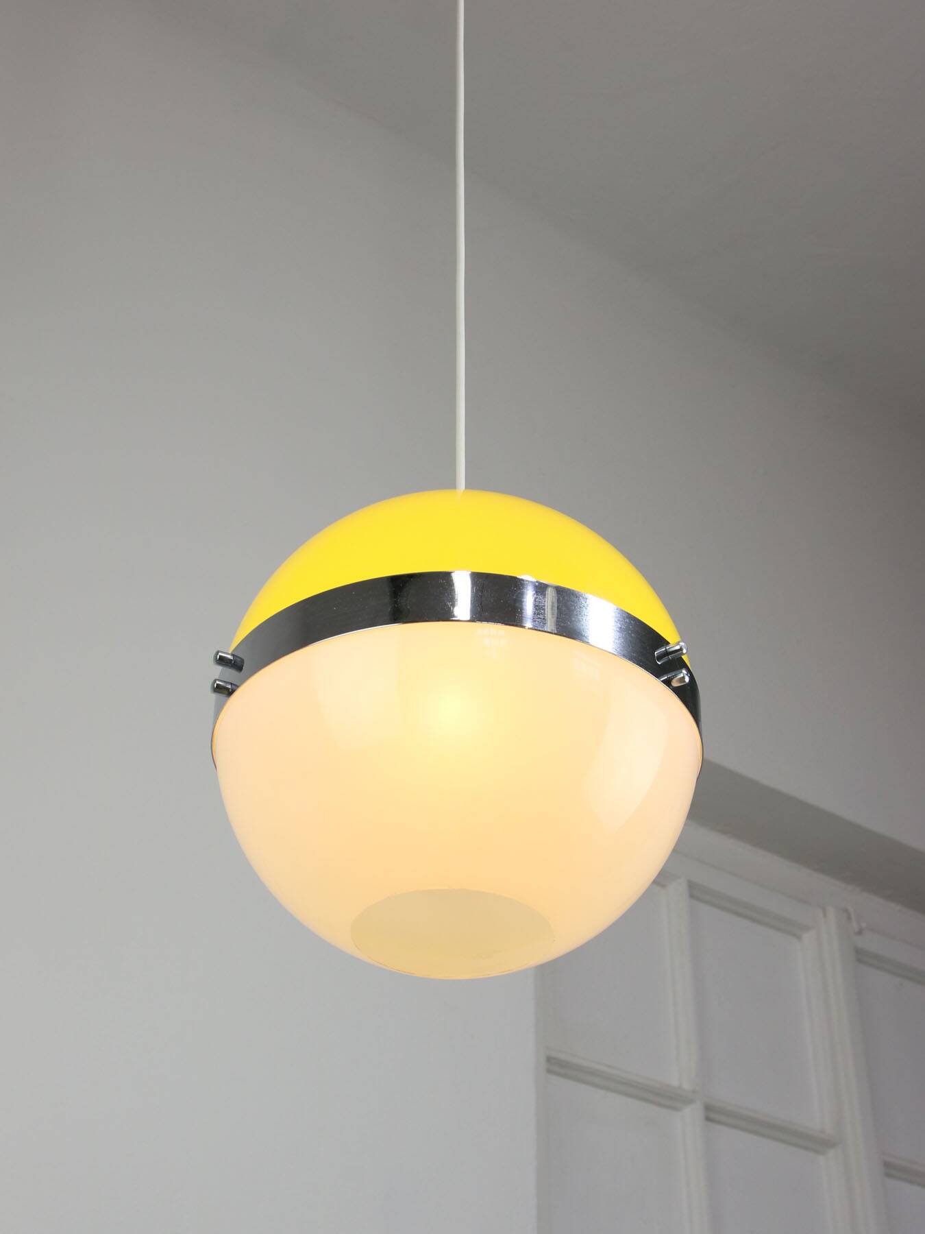 Space Age Italian Yellow Pendant Lamp, 1970s