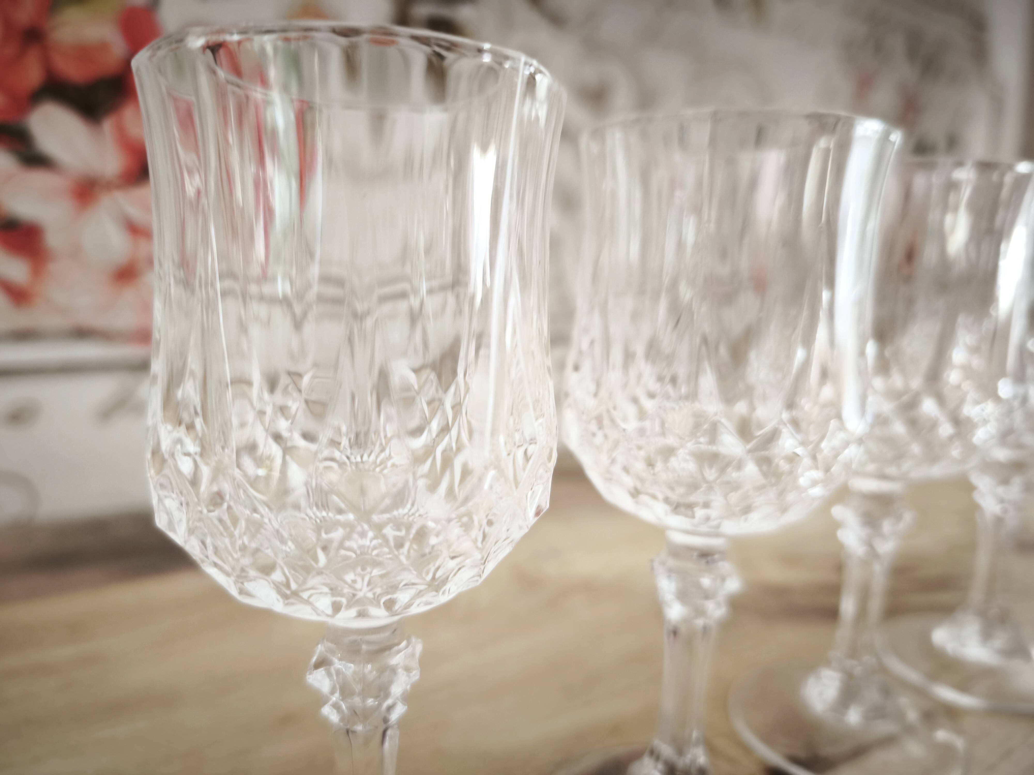 Set of 4 Cristal d'Arques Longchamp stemmed liqueur glasses