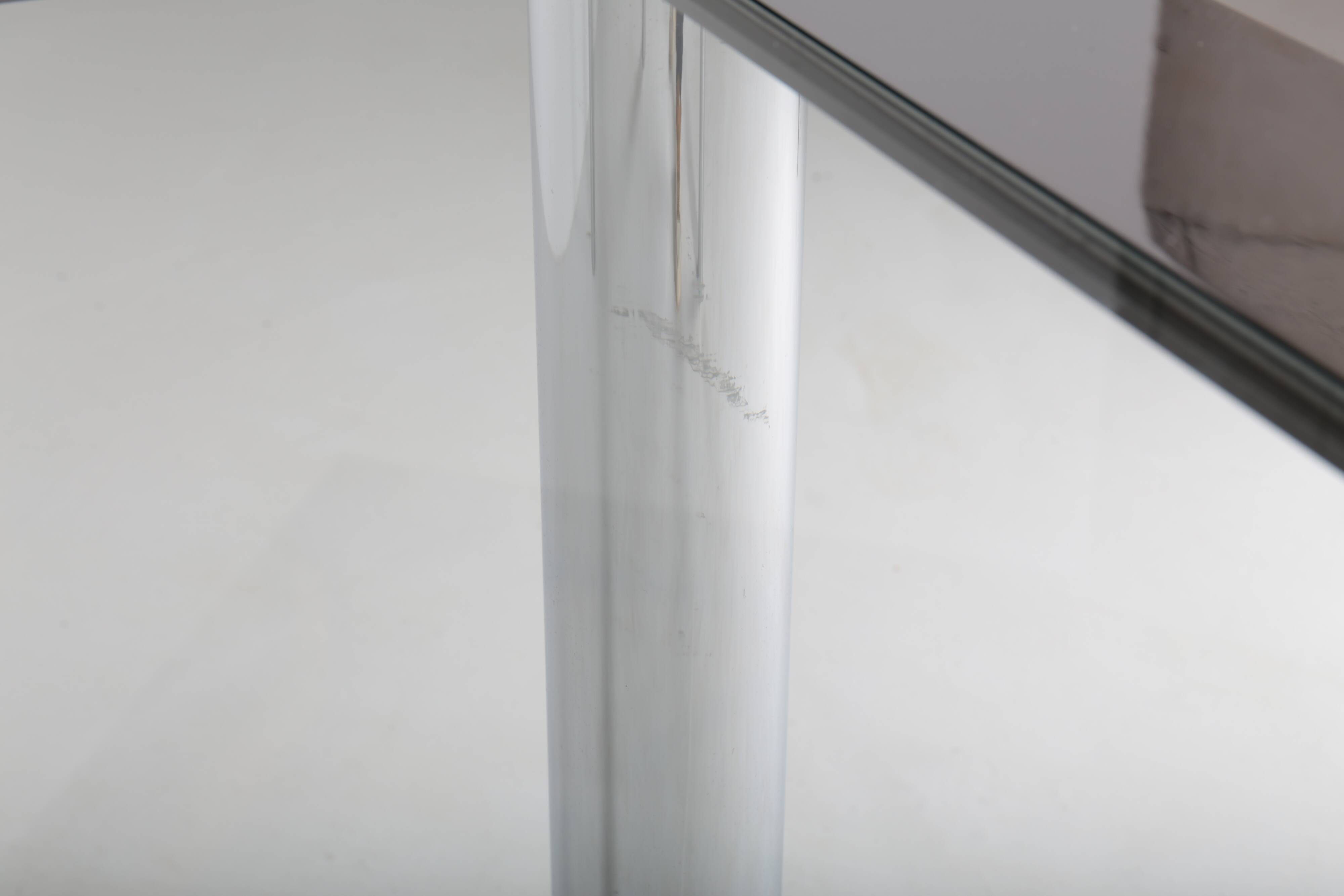 Square chrome-plated steel table by Sergio Mazza for Cinova, Italy, 1970s