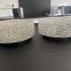 Pair of RZB ceiling lights, moulded glass, 1960. Germany.