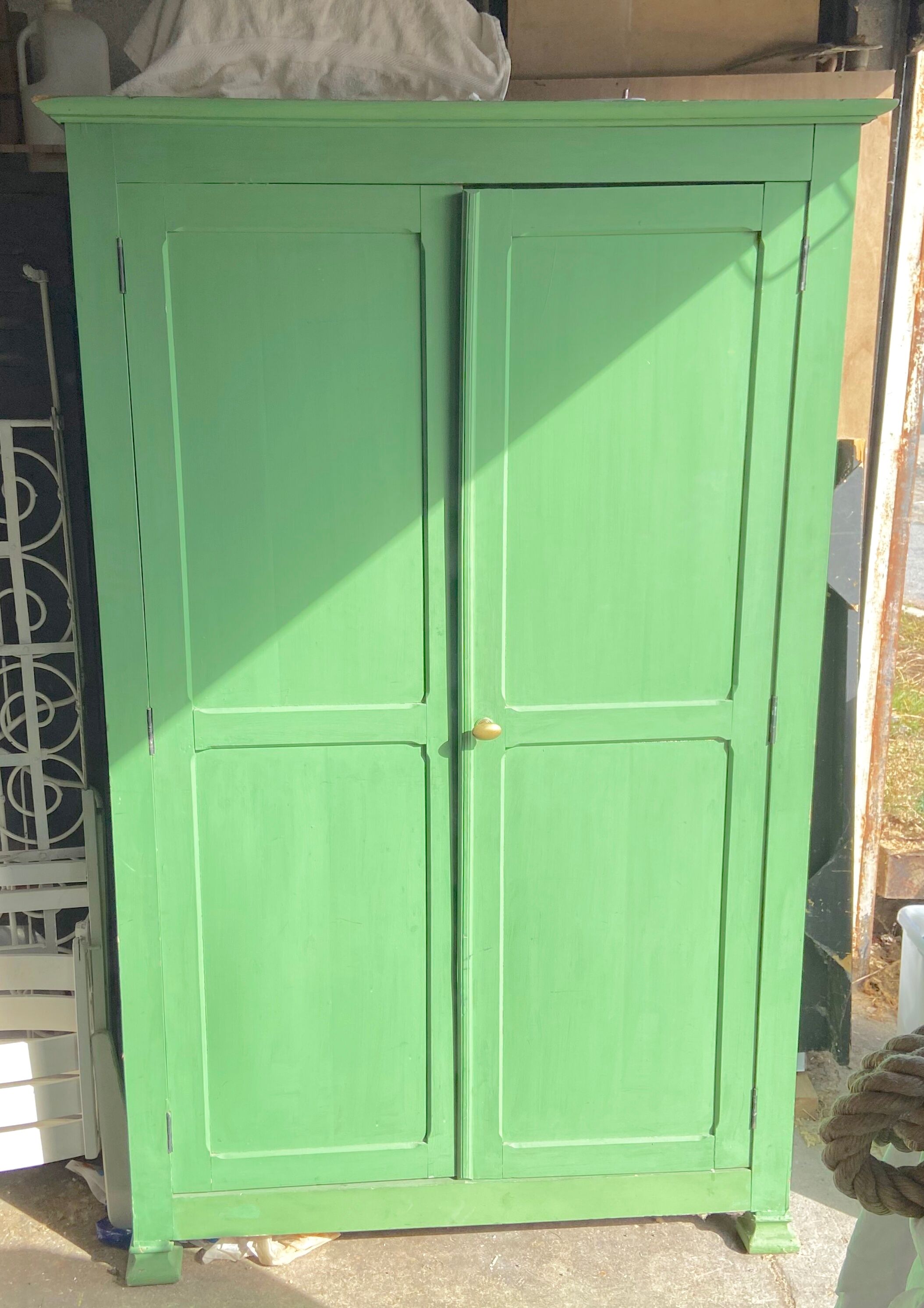 Armoire Parisienne - Rustic storage in jade green wood