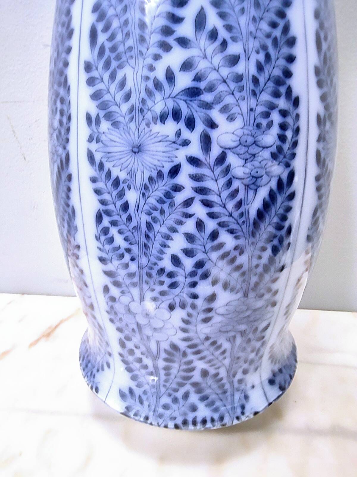 Blue and White Lacquered Ceramic Vase by Laveno Chinoiserie Style, Italy