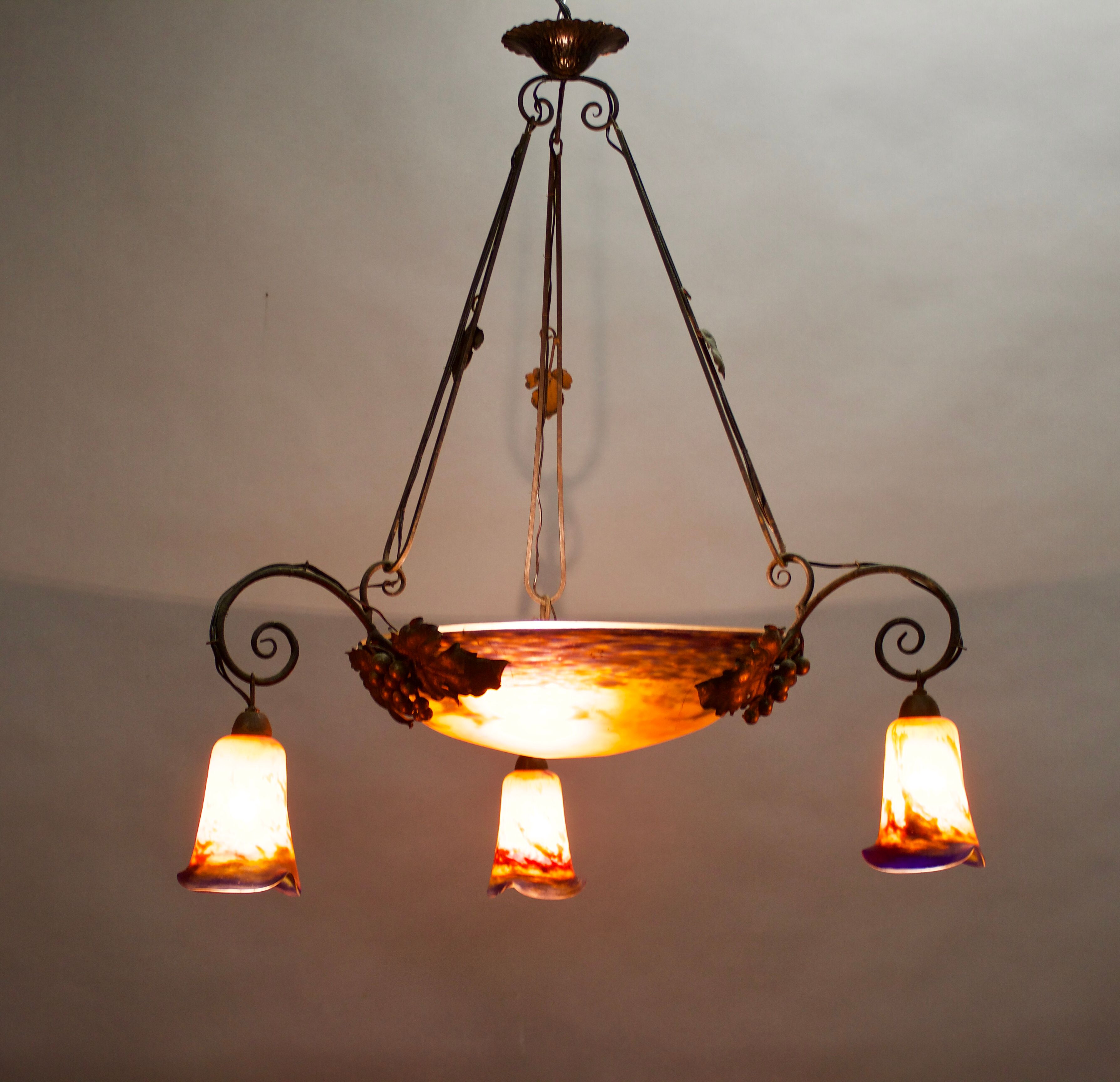 Art deco glass paste chandelier