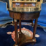 Empire circular pedestal table on 3 columns in mahogany with bronze marble top X
