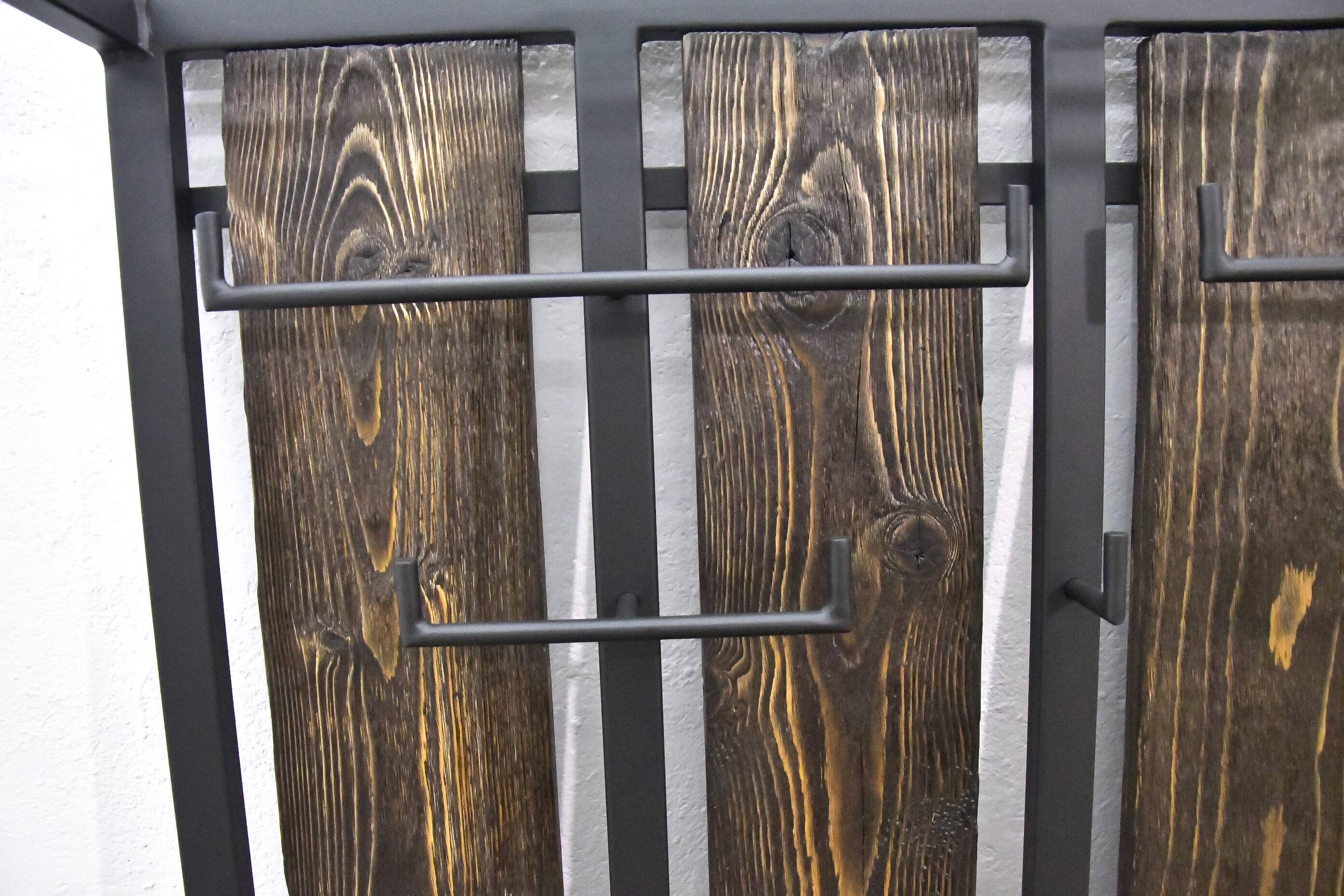 Vintage Metal and Wood Coat Rack with Hat Shelf, 1970s