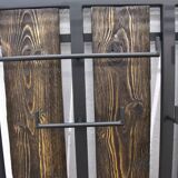 Porte-manteau vintage en métal et bois avec étagère à chapeaux, années 1970