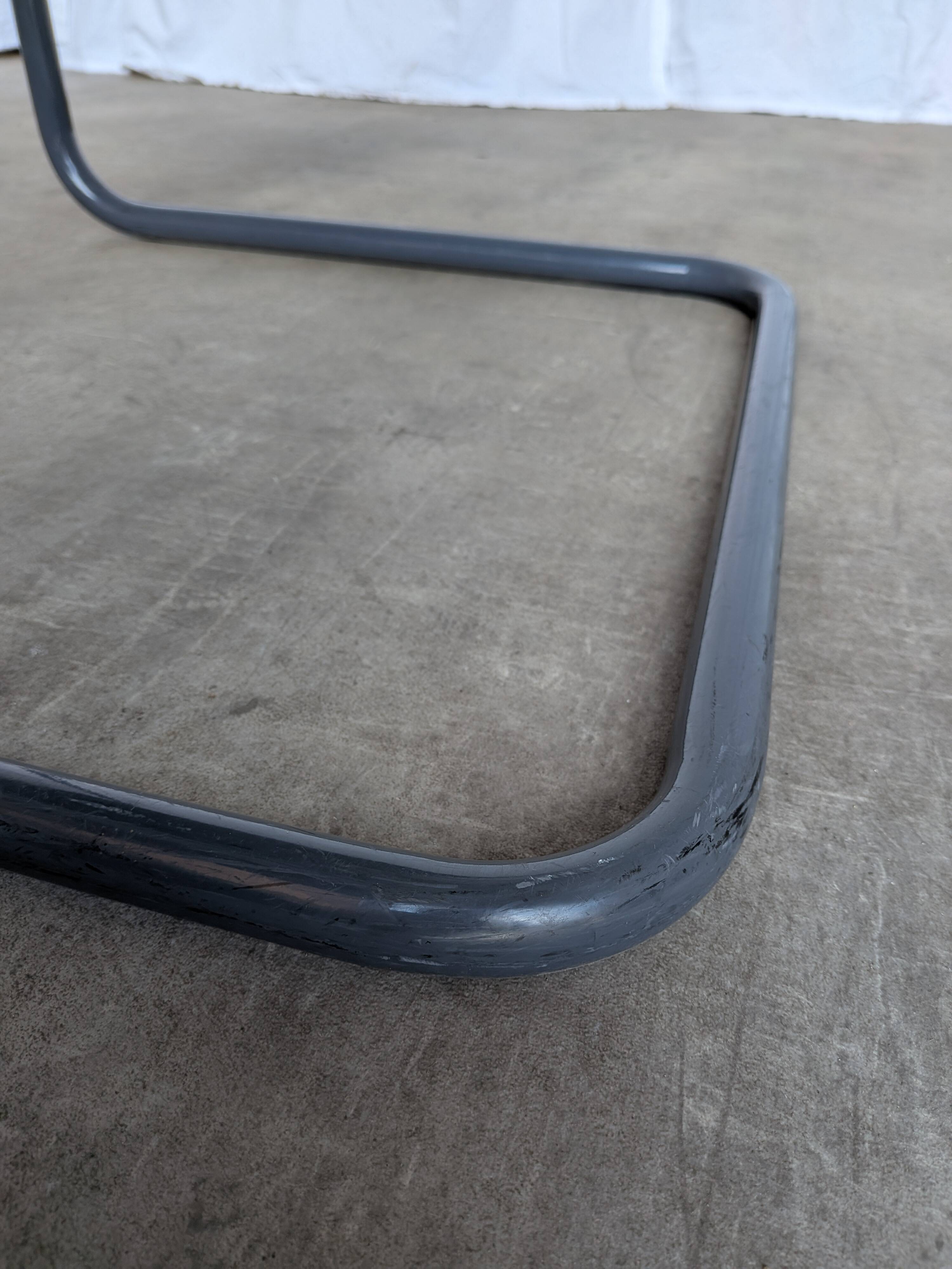 Vintage Mart Stam Style Armchair: Turquoise Leather, Black Chrome Cantileve